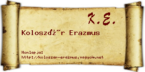 Koloszár Erazmus névjegykártya